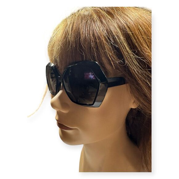 Chanel 5367 Black Hexagon Sunglasses Angular Gray Gradient Lenses Retro Y2K Rare - Picture 2 of 7